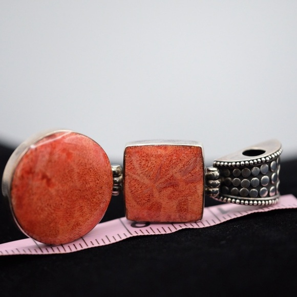 Vintage Sterling Silver Large Coral Pendant BOHEMIAN INSPIRED 🙌🏻✨⏰💭🤝⌛️ - Picture 11 of 16
